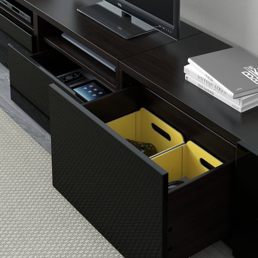 BESTÅ, TV storage combination/glass doors/drawers soft closing, 240x42x231 cm, 194.122.37