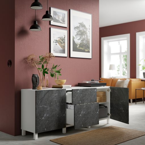 BESTÅ, σύνθεση αποθήκευσης με συρτάρια ανοίγματος με πίεση, 180x42x74 cm, 194.218.59