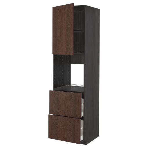METOD/MAXIMERA, high cabinet for oven with door/2 fronts/2 high drawers, 60x60x220 cm, 194.543.45