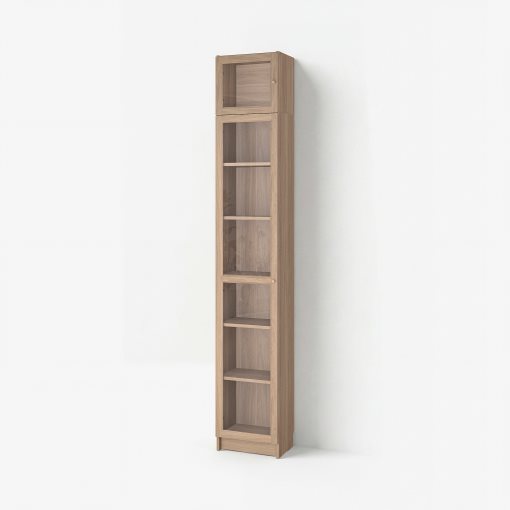 BILLY/OXBERG, bookcase with glass doors/height extension unit, 40x30x237 cm, 194.833.62