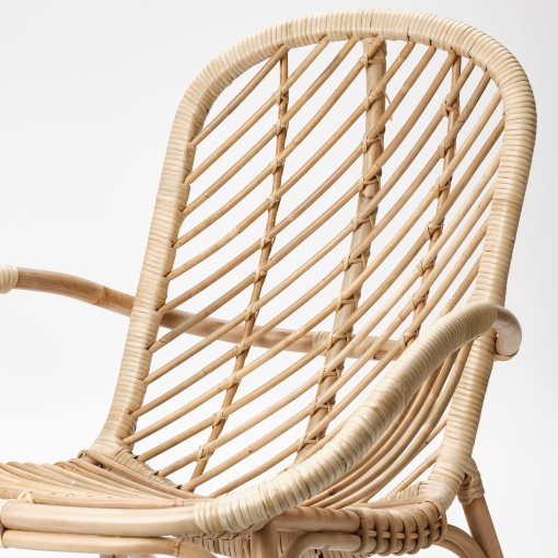 BROBOCK/BJORKTR, armchair rattan with cushion, 195.260.12