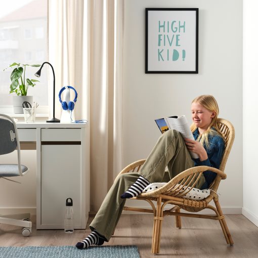 BROBOCK/BJORKTR, armchair rattan with cushion, 195.260.12