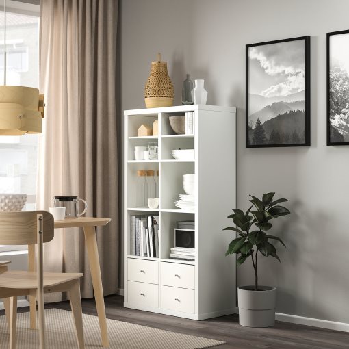 KALLAX, shelving unit with 4 drawers/2 shelf inserts, 147x77 cm, 195.528.93
