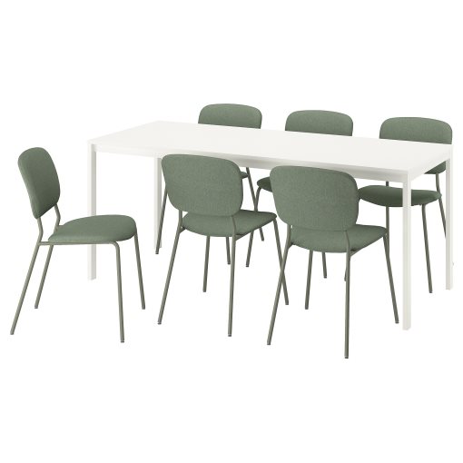 VIHALS, table and 6 chairs, 120/180x74 cm, 195.899.62