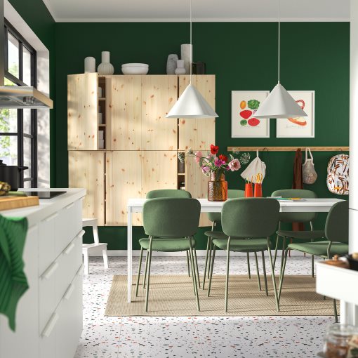 VIHALS, table and 6 chairs, 120/180x74 cm, 195.899.62