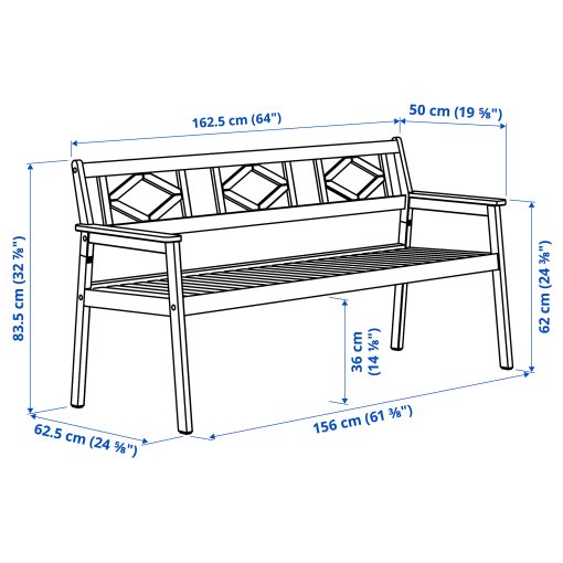 BONDHOLMEN, bench with backrest, outdoor, 204.206.32