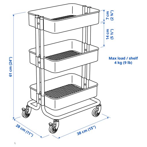RÅSKOG, τρόλεϊ, 28x38x61 cm, 206.297.16