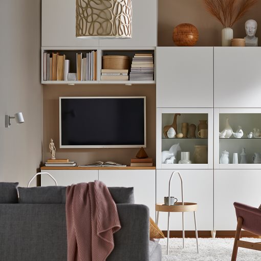 BESTÅ, σύνθεση αποθήκευσης με γυάλινες πόρτες, 120x42x193 cm, 290.594.48