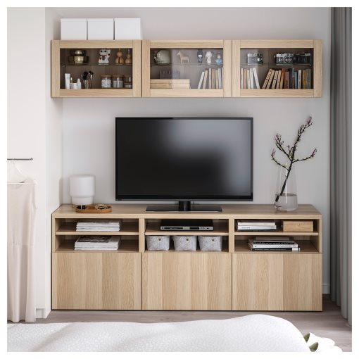 BESTÅ, TV storage combination/glass doors/drawers soft closing, 180x42x192 cm, 294.071.98