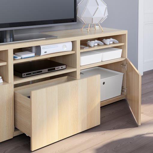 BESTÅ, TV storage combination/glass doors/drawers soft closing, 180x42x192 cm, 294.071.98
