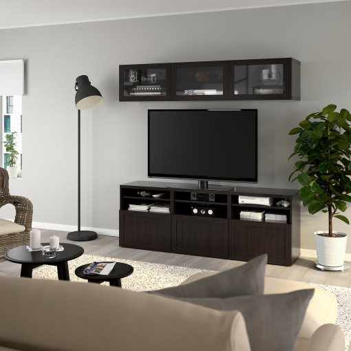 BESTÅ, TV storage combination/glass doors/drawers soft closing, 180x42x192 cm, 294.103.70