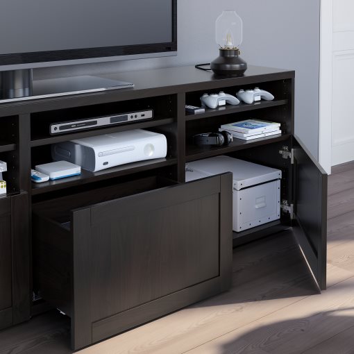 BESTÅ, TV storage combination/glass doors/drawers soft closing, 180x42x192 cm, 294.103.70