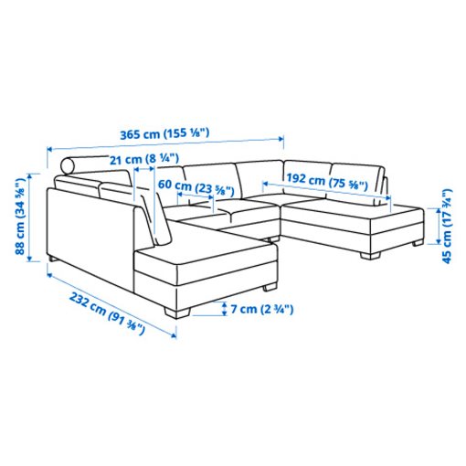 SÖRVALLEN, U-shaped sofa 4-seat, 294.194.17