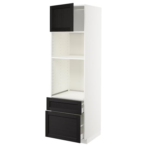 METOD, high cabinet for oven/microwave with door/2 drawers, 60x60x200 cm, 294.595.78