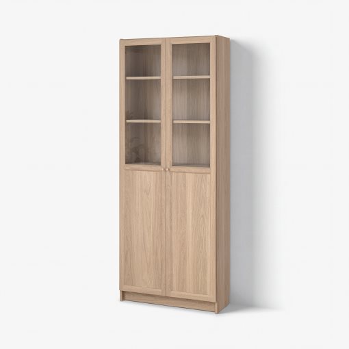BILLY/OXBERG, bookcase with panel/glass doors, 80x30x202 cm, 294.833.28