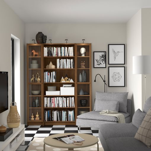 BILLY/OXBERG, bookcase combination with glass doors, 160x202 cm, 294.835.40