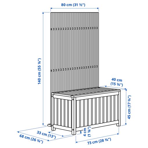 NÄMMARÖ, storage box and privacy screen/outdoor, 80x68x140 cm, 294.912.29