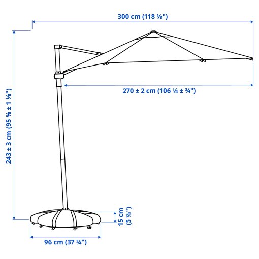 HÖGÖN/IGGÖN, parasol, hanging with base, 295.762.28