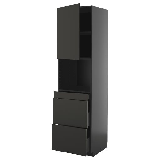 METOD/KNIVSHULT, high cabinet for microwave combi with door/3 drawers, 60x60x220 cm, 295.877.88