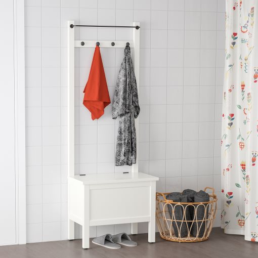 HEMNES, storage bench with towel rail/4 hooks, 303.966.55