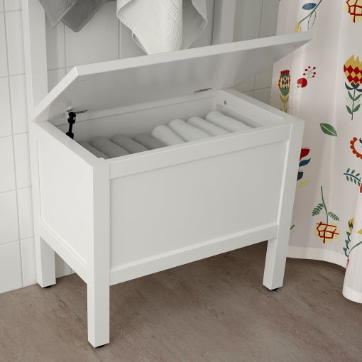 HEMNES, storage bench with towel rail/4 hooks, 303.966.55