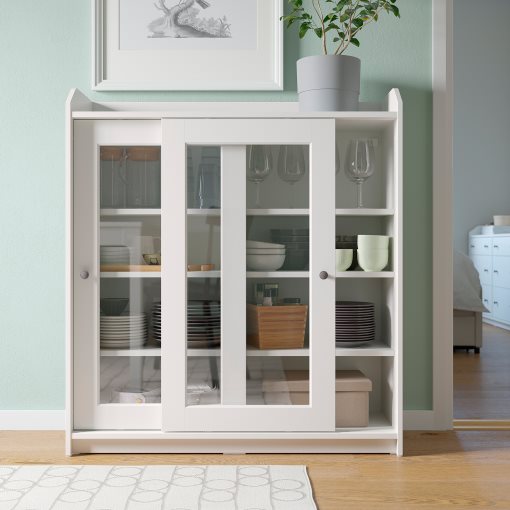 HAUGA, glass-door cabinet, 105x116 cm, 304.150.55