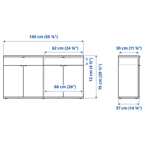 VIHALS, sideboard, 140x37x75 cm, 304.917.18