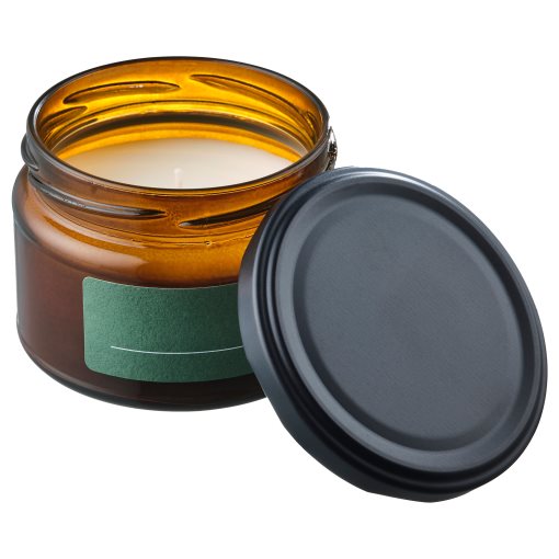 PRAKTRÖNN, scented candle in glass with lid/Spring herbs, 20 hr, 305.388.72