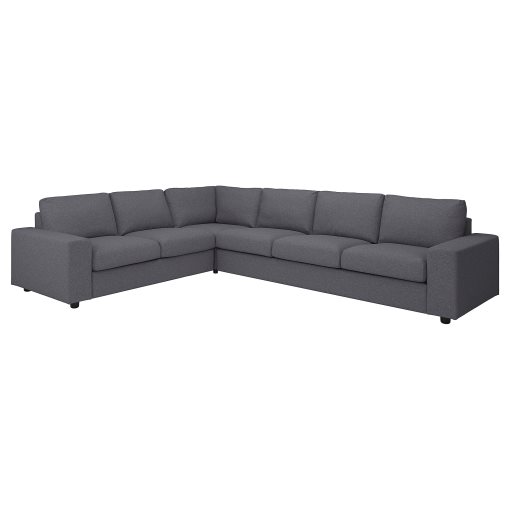 VIMLE, corner sofa, 5-seat with wide armrests, 394.018.03