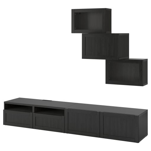 BESTÅ, TV storage combination/glass doors/drawers push open, 240x42x190 cm, 394.112.94