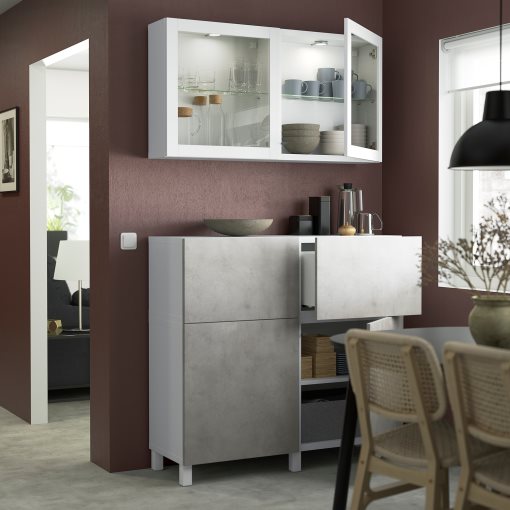 BESTÅ, storage combination with doors/drawers push open, 120x42x213 cm, 394.215.56