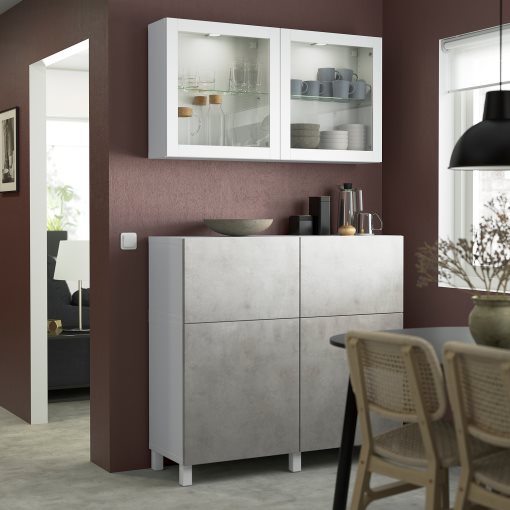 BESTÅ, storage combination with doors/drawers push open, 120x42x213 cm, 394.215.56