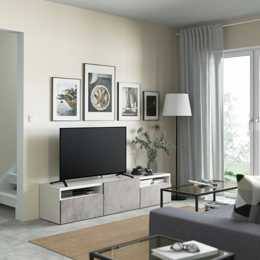 BESTÅ, TV bench with door/drawers push open, 180x42x39 cm, 394.324.75