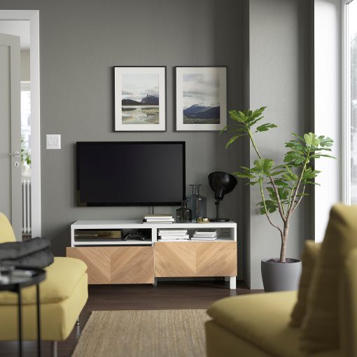 BESTÅ, TV bench with drawers soft closing, 120x42x48 cm, 394.358.60