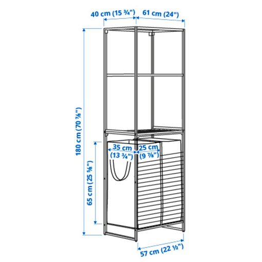 JOSTEIN, shelving unit with bags/in/outdoor/wire, 61x40/76x180 cm, 394.372.70