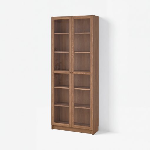 BILLY/OXBERG, bookcase with glass doors, 80x30x202 cm, 394.833.18