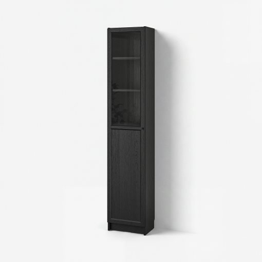 BILLY/OXBERG, bookcase with panel/glass door, 40x30x202 cm, 394.833.37