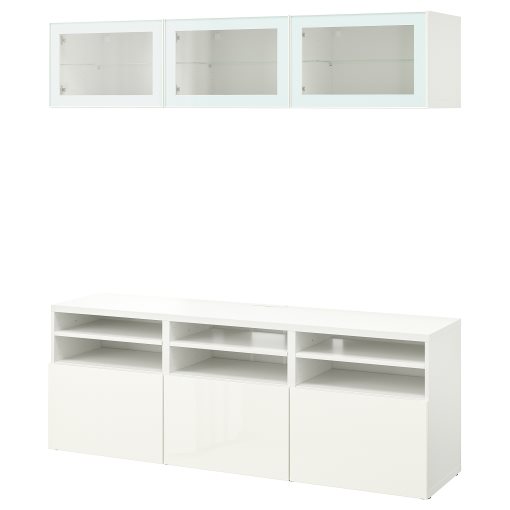 BESTÅ, TV storage combination/glass doors/drawers soft closing, 180x42x192 cm, 394.887.97