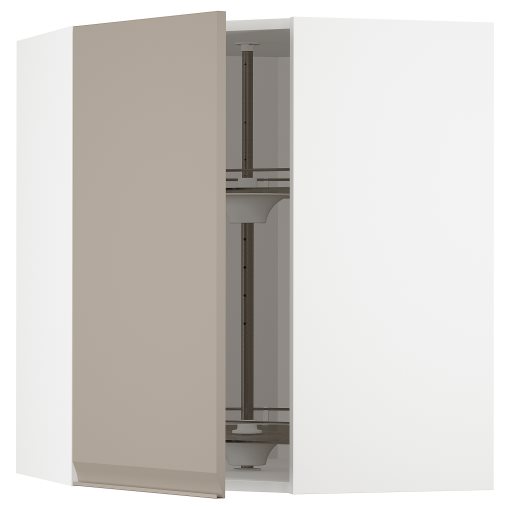 METOD, corner wall cabinet with carousel, 68x80 cm, 394.922.14