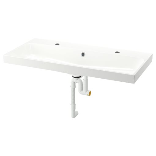 BACKSJON, wash-basin with water trap, 100x48 cm, 395.167.62
