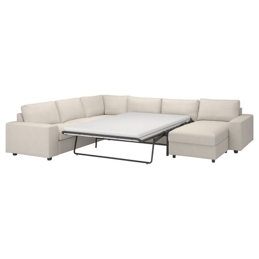 VIMLE, corner sofa-bed with wide armrests, 5-seat with chaise longue, 395.452.03