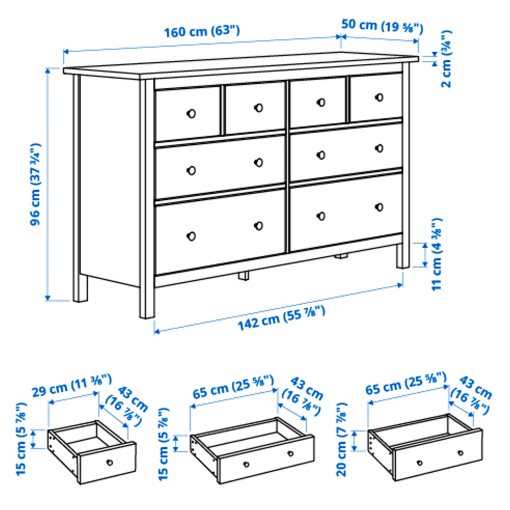HEMNES, Συρταριέρα με 8 συρτάρια, 402.392.74