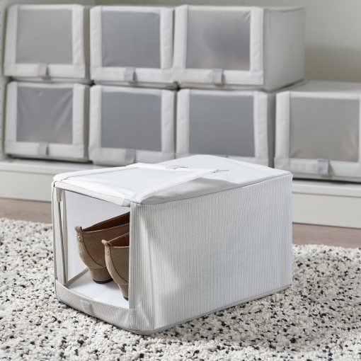HEMMAFIXARE, κουτί παπουτσιών/ύφασμα ριγέ/ 2 τεμ. 23x34x19 cm, 405.039.14