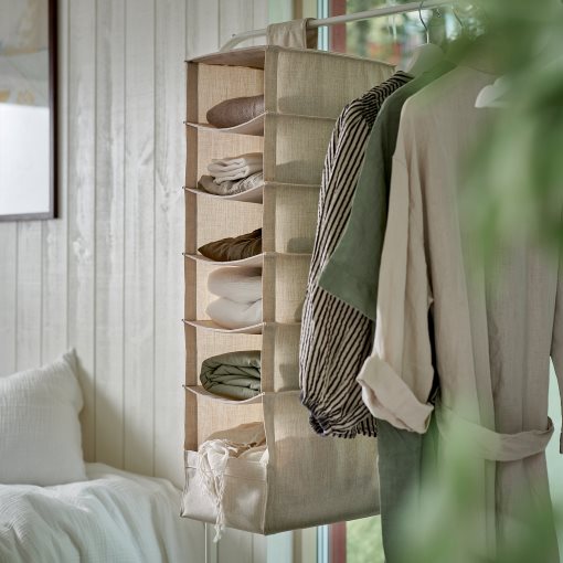 PURRPINGLA, hanging storage with 6 compartments, 22x34x80 cm, 406.122.63