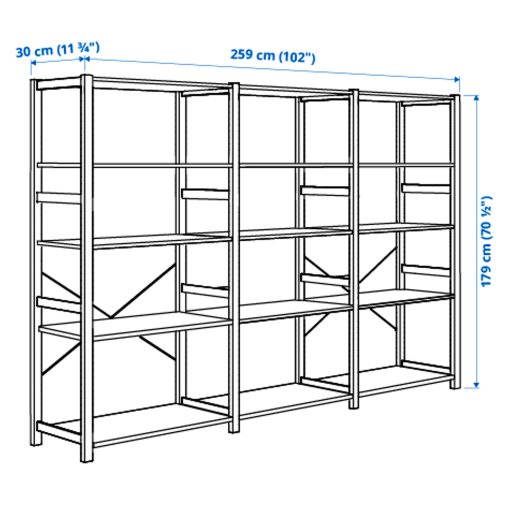 IVAR, 3 sections/shelves, 259x30x179 cm, 494.072.58