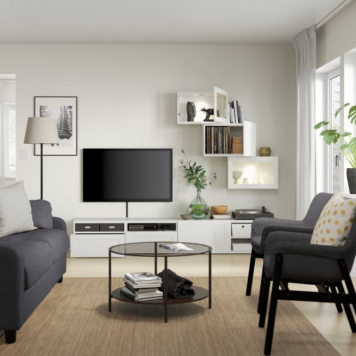 BESTÅ, TV storage combination/glass doors/drawers push open, 240x42x190 cm, 494.113.02