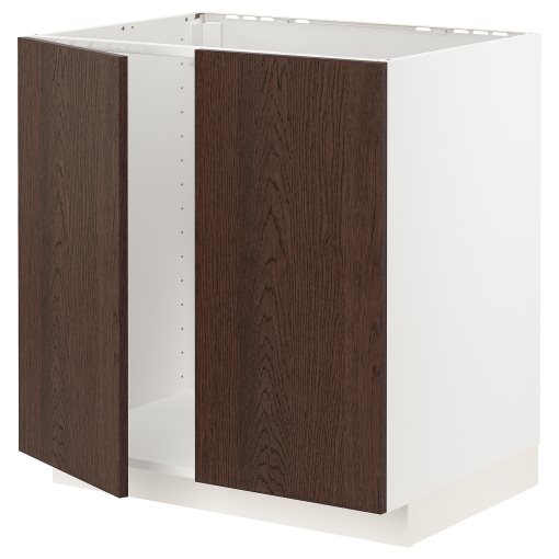 METOD, base cabinet for sink/2 doors, 80x60 cm, 494.563.00