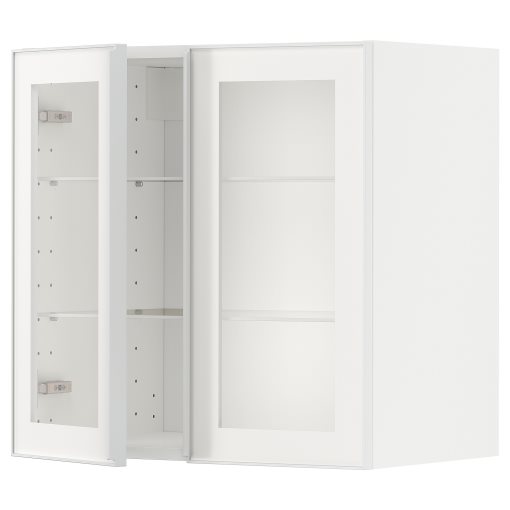 METOD, wall cabinet with shelves/2 glass doors, 60x60 cm, 494.905.54