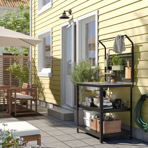 GRILLSKÄR, sink unit with back panel/outdoor, 86x61x176 cm, 494.952.45