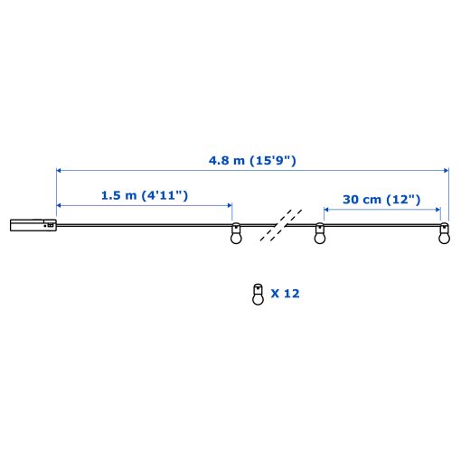 BLÖTSNÖ, LED lighting chain 12 light indoor battery-op, 504.015.09